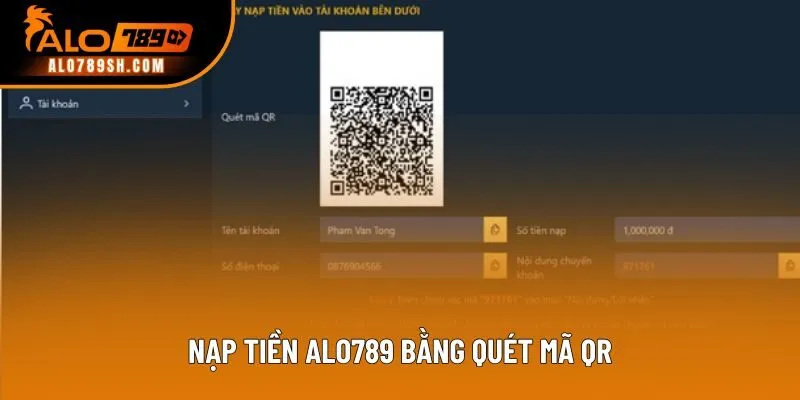 Nạp tiền ALO789 bằng quét mã QR